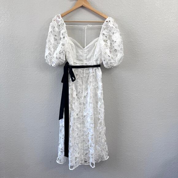 ANTHROPOLOGIE FOR LOVE AND LEMONS WHITE EMBROIDERED LACE MIDI DRESS Small - Picture 11 of 16